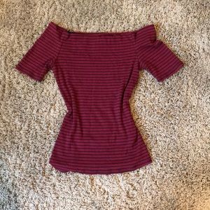 Striped Semi off the shoulder top